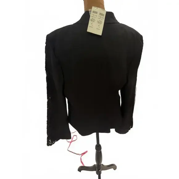 NWT Vintage Deadstock Cache Black Women's Blazer with Lace Sleeve DetailS SZ 12